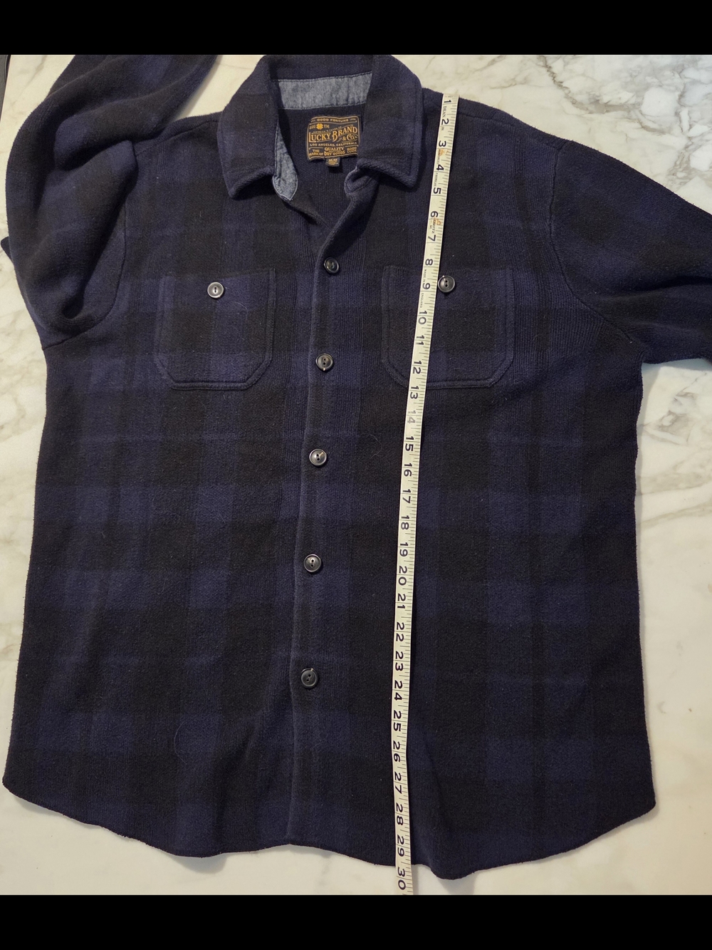 Lucky Brand Navy & Black Plaid Button-Up Shirt Jacket